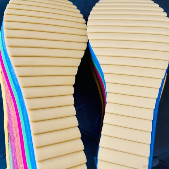 SOLD❌Neon Rainbow 🌈 Peep Toe Platform Espadrille Sandals Size 38/BRAND NEW! - Picture 10 of 13
